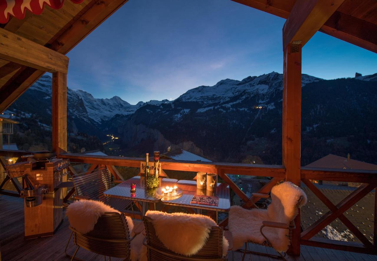 Chalet Rose Penthouse Wengen Esterno foto