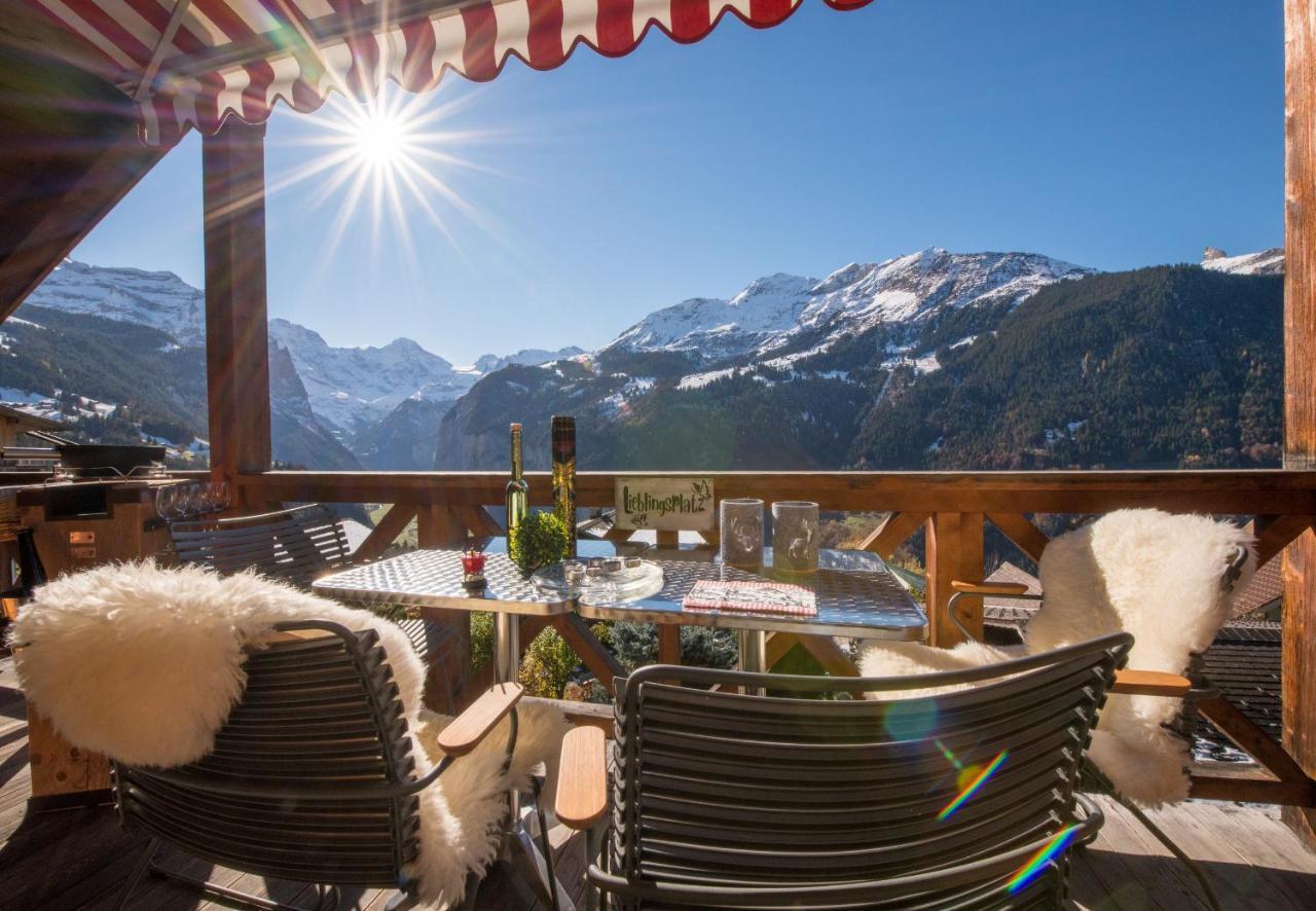 Chalet Rose Penthouse Wengen Esterno foto