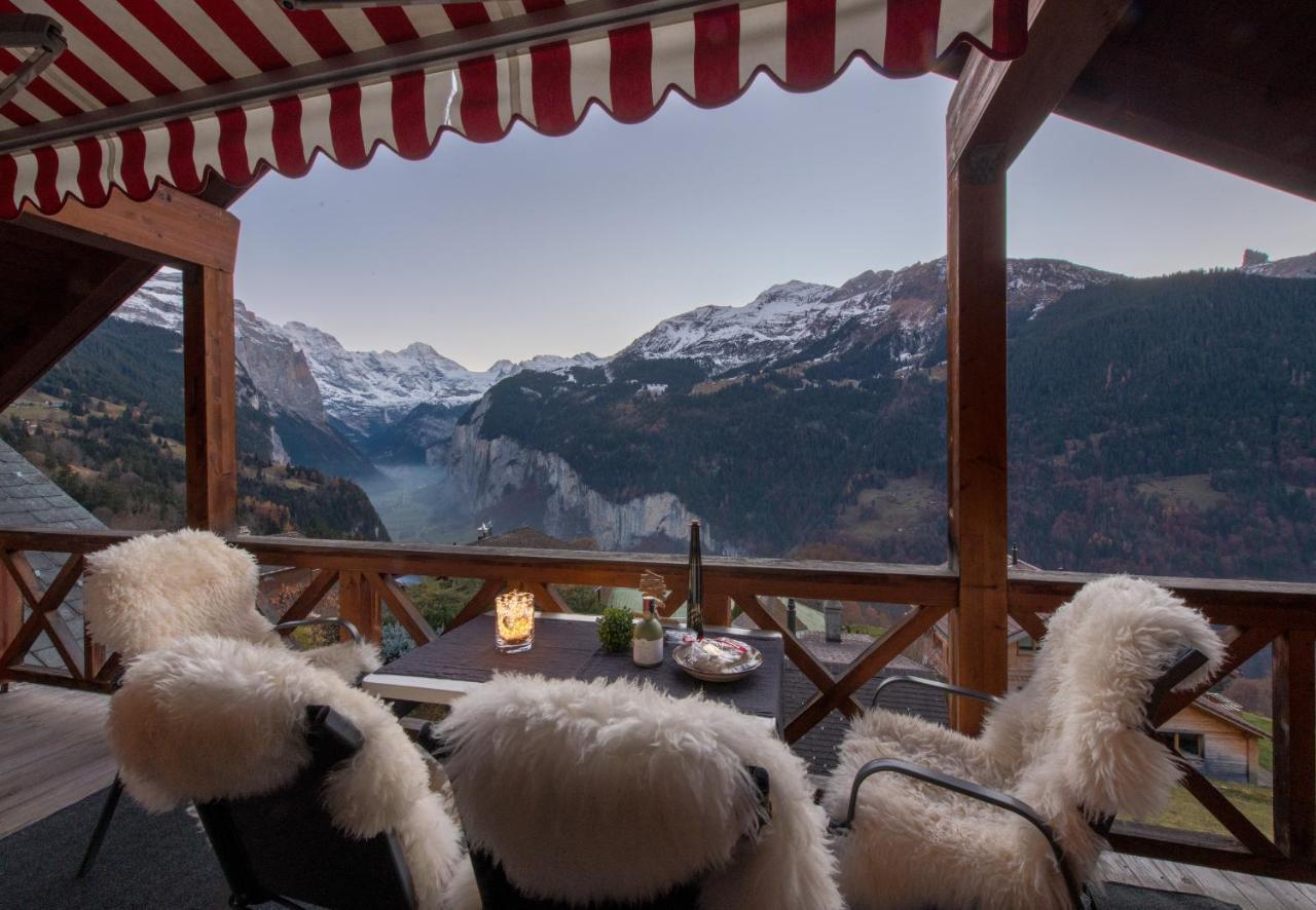 Chalet Rose Penthouse Wengen Esterno foto