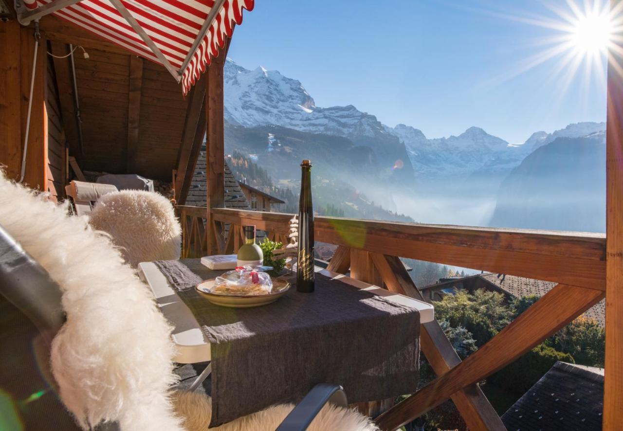 Chalet Rose Penthouse Wengen Esterno foto