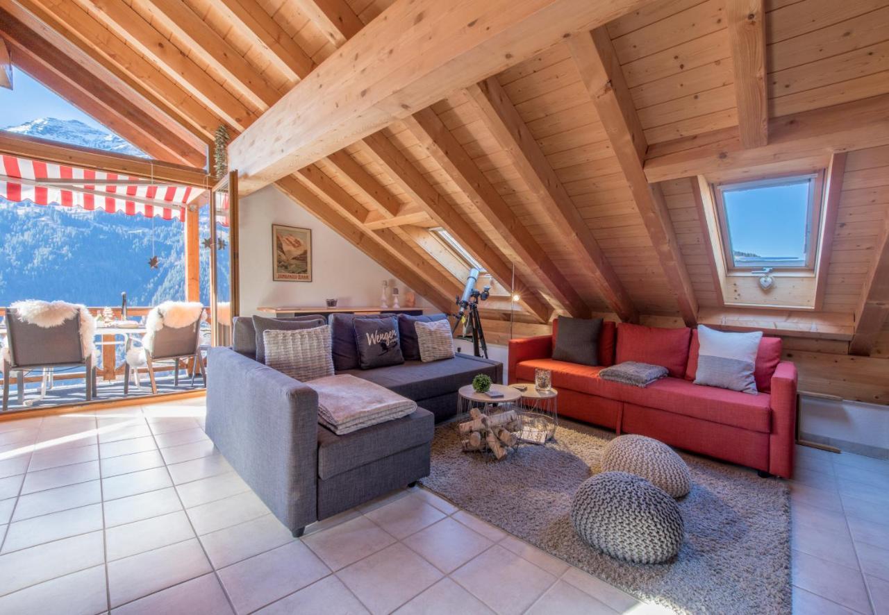 Chalet Rose Penthouse Wengen Esterno foto